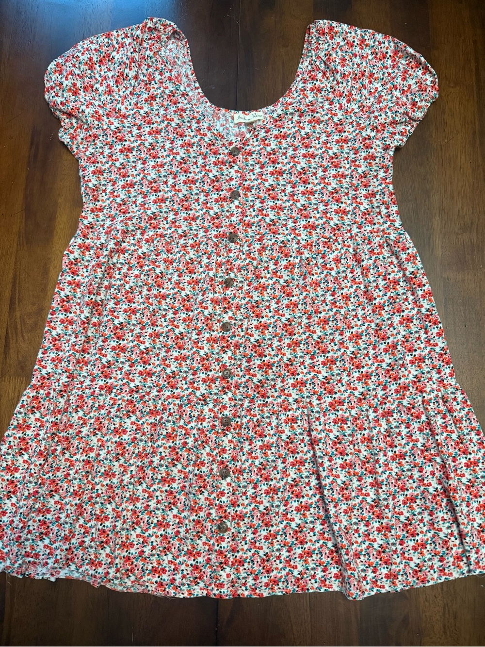Women’s Indigo Rose Red Floral Button-Front Dress